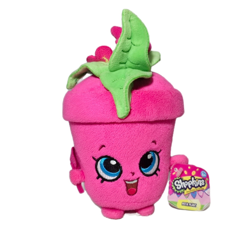 SHOPKINS 6" Peta Plant Stuffed Bean/Plush  Toy Pink Flower Pot Cute Plant Lady